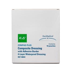 ZeniPAD Plus Composite Wound Dressing 4x5" 4Lyr Strl Rect NAdh Adh Brdr Wt Abs