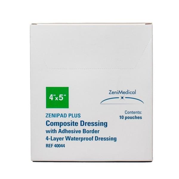 ZeniPAD Plus Composite Wound Dressing 4x5" 4Lyr Strl Rect NAdh Adh Brdr Wt Abs