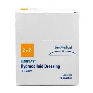 ZeniPLAST Hydrocolloid Wound Dressing 2x2" Sterile Square Adhesive Tan