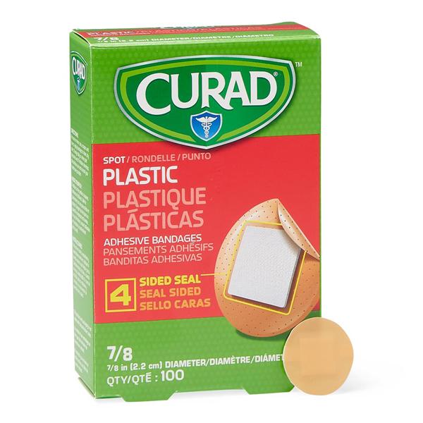 Curad Adhesive Bandage Plastic 7/8" Natural Sterile 100/Bx, 12 BX/CA