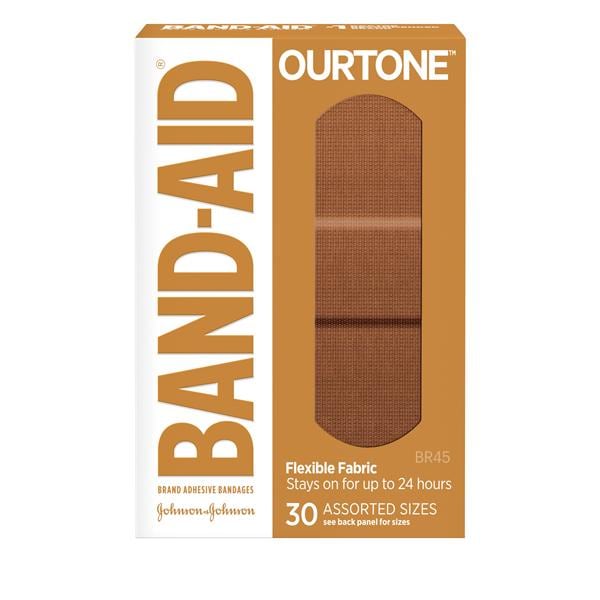 Band-Aid Ourtone Adhesive Bandage Fabric Assorted BR45 Sterile 30/Bx