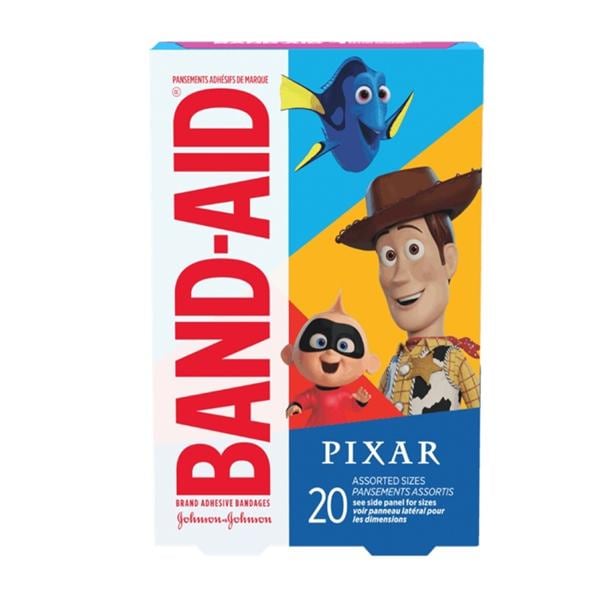 Band-Aid Adhesive Bandage Plastic Assorted Disney/Pixar Sterile 20/Bx, 24 BX/CA