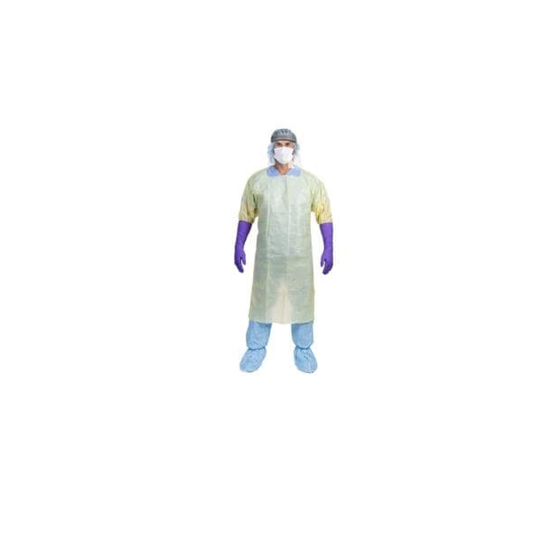 Protective Gown Not Rated PE-Coated Spunbond Fabric Universal Yellow 100/Ca