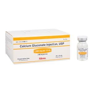 Calcium Gluconate Injection 100mg/mL SDV 25/Package