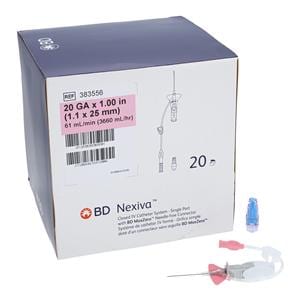 Nexiva IV Catheter System 20 Gauge 1" Pink Closed 20/Bx