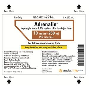 Adrenalin Injection 5mg Bag 250mL 10/Package