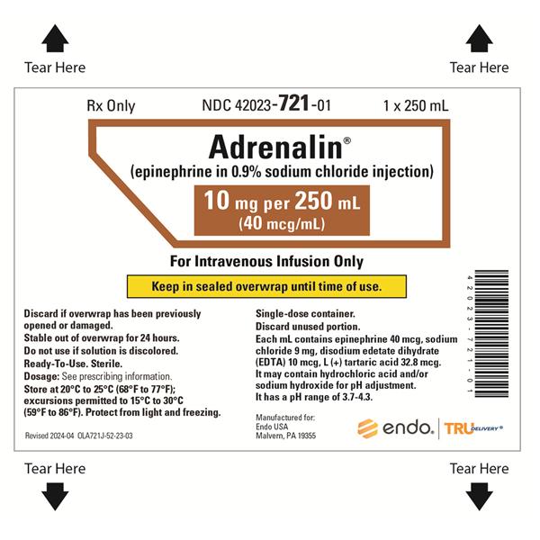 Adrenalin Injection 5mg Bag 250mL 10/Package
