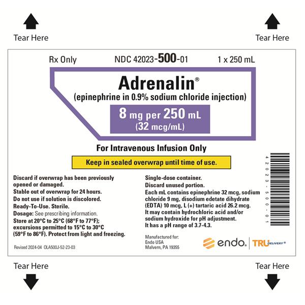 Adrenalin Injection 8mg Bag 250mL 10/Package