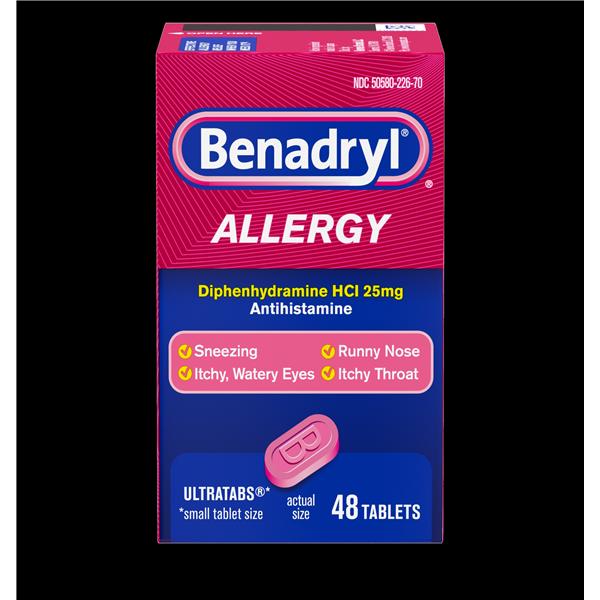 Benadryl Ultratabs 25mg 48/Bx, 72 BX/CA