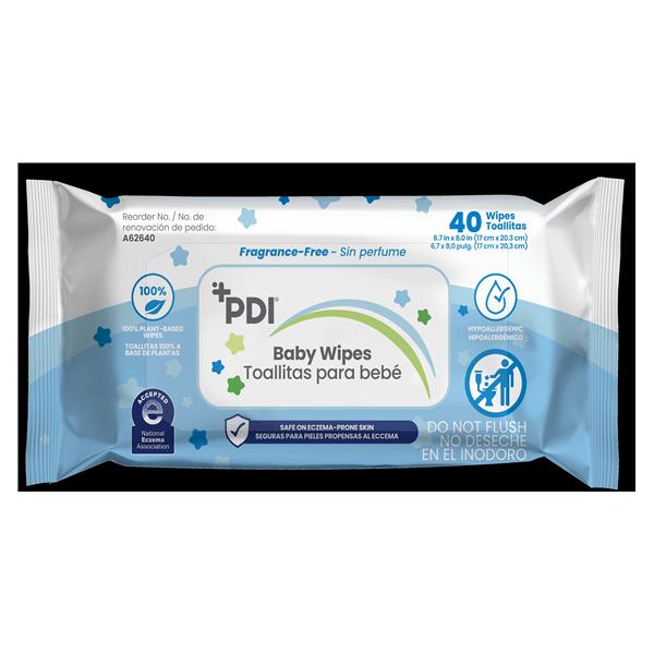 Baby Wipes White Unscented 8x6.7" 40/Pk