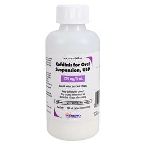 Cefdinir Powder Oral Suspension 125mg/5mL Strawberry Bottle 100mL Each
