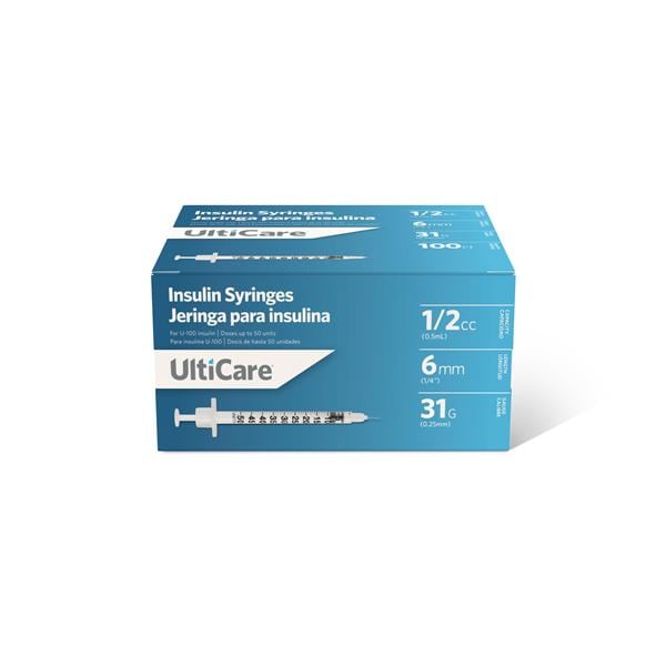 UltiCare Insulin Syringe/Needle 31gx1/4" 0.5mL _ Low Dead Space 500/Ca
