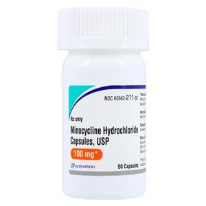 Minocycline HCl Capsules 100mg Bottle 50/Bottle Each