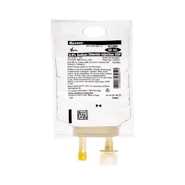 Viaflo IV Solution 0.9% Sodium Chloride 50mL Plastic Container 75/Ca