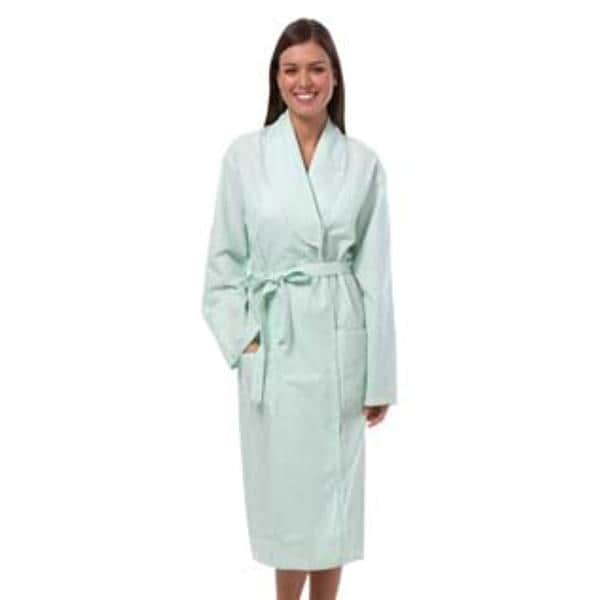 Patient Robe Adult Medium Green Stripe Reusable 1/Ea