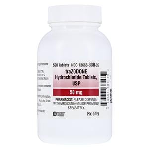 Trazodone HCl Tablets 50mg Bottle 500/Bottle Each