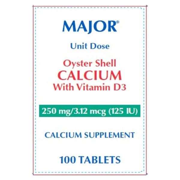 Oyster Shell Calcium Tablets 250mg Unit Dose Blister Pack 100/Pk