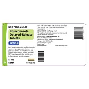 Posaconazole Delayed-Release Tablets 100mg Bottle 60/Bottle Each