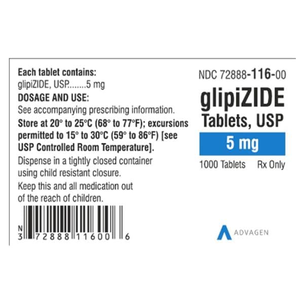 Glipizide Tablets 5mg Bottle 1000/Bottle Each