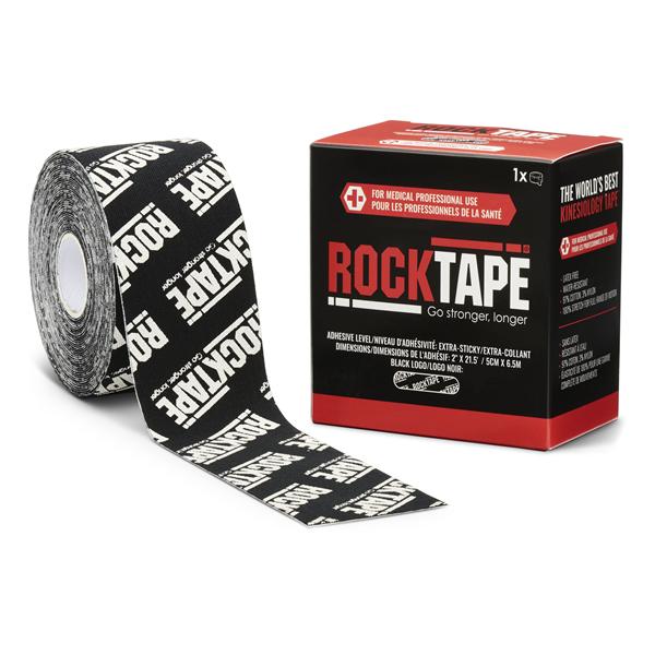 RockTape Kinesiology Tape 97% Cotton/3% Nylon 2"x21.5' Black with Logo NS EA