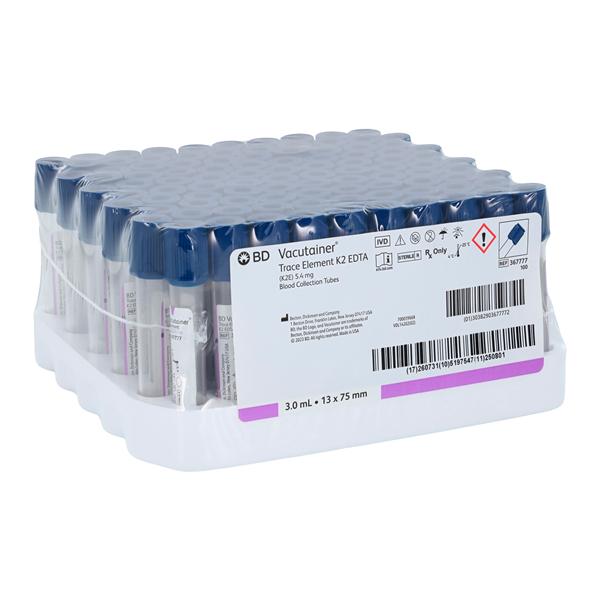 Blood Collection Tube Royal Blue K2EDTA 3.0 mL Hemogard Closure Plastic 100/Pk, 10 PK/CA