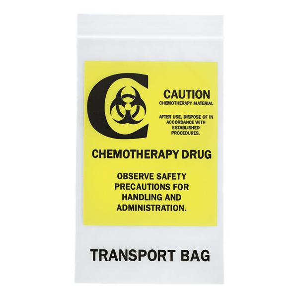 Chemotherapy Transport Bag 4mil 6x9" Clear/Yellow Block Zplk Clsr Plstc 1000/Ca
