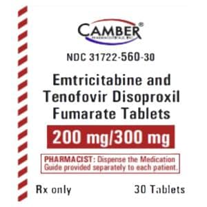 Emtricitabine Tablets 200mg/300mg Bottle 30/Bt Each