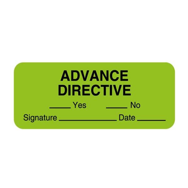 Infmtnl Label Adv Directive Yes_No_ Signtr Dt Flrscnt Grn Ppr 2.25x7/8 420/Rl