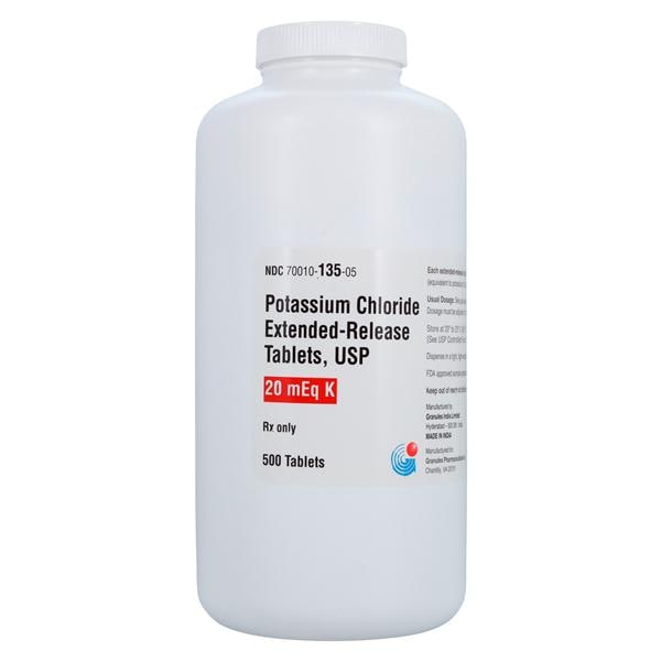 Potassium Chloride Extended-Release Tablets 20mEq Bottle 500/Bottle Each