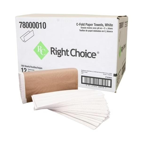 Towel C-Fold Disposable Paper White 2376/Ca