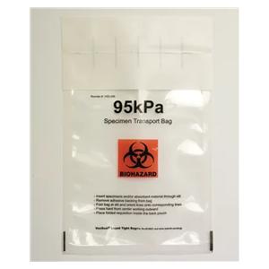 Biohazard Specimen Transport Bag Clear/Black/Red Adhesive Closure 100/Pk