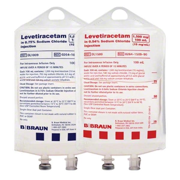 Levetiracetam in 0.54% Sod Chl Injection 15mg/mL Bag 100mL 24/Package