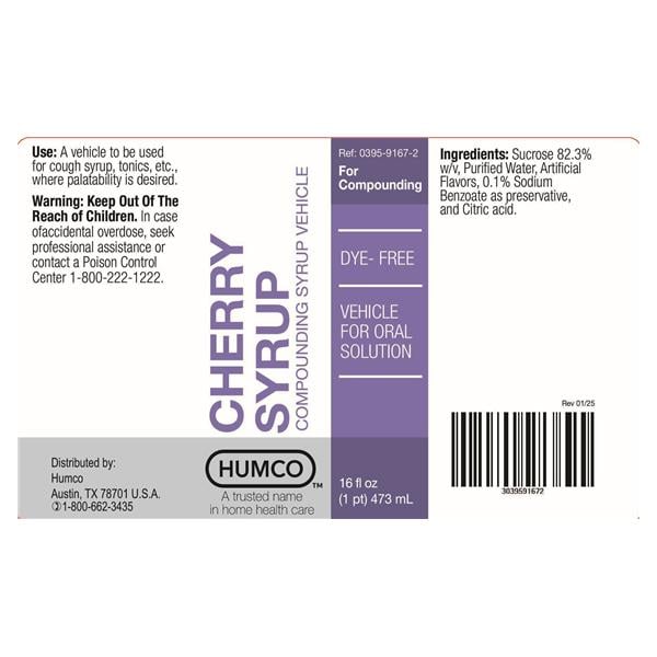 Flavoring Syrup Cherry Dye Free 16oz 12/Ca