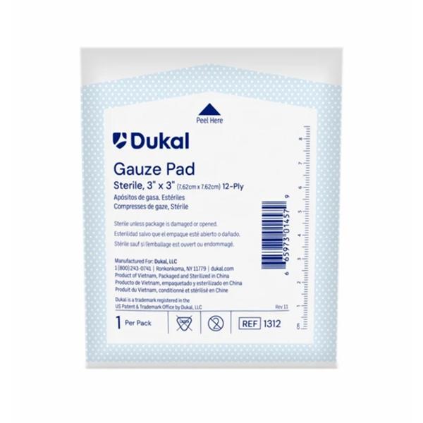 100% Woven Cotton Gauze Pad 3x3" 12 Ply Sterile Square LF