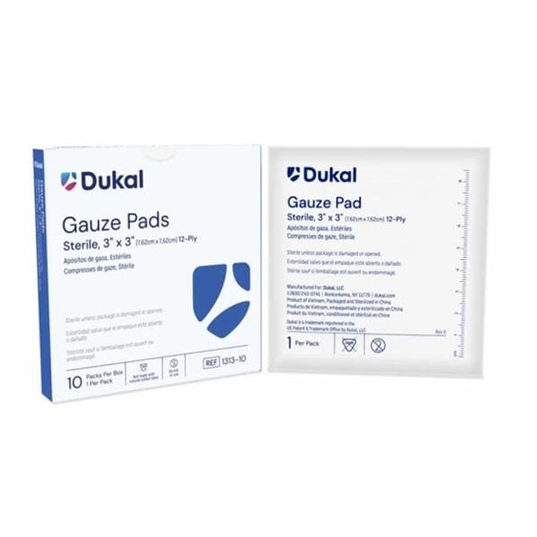 100% Woven Cotton Gauze Pad 3x3" 12 Ply Sterile Square LF