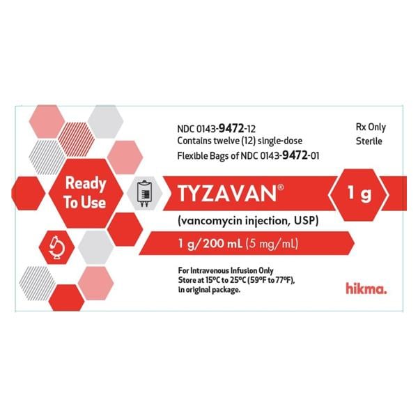 Vancomycin HCl Injection 5gm Bag 200mL 12/Package