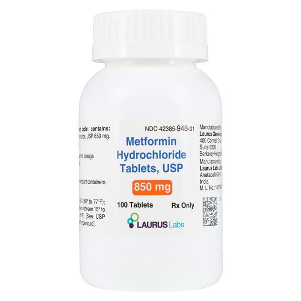 Metformin HCl Tablets 850mg Bottle 100/Bottle Each