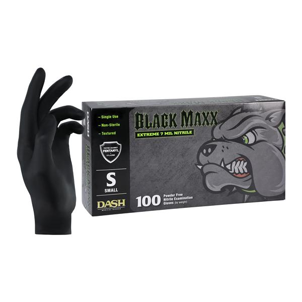 Black Maxx Nitrile Exam Gloves Small Black Non-Sterile 100/Bx