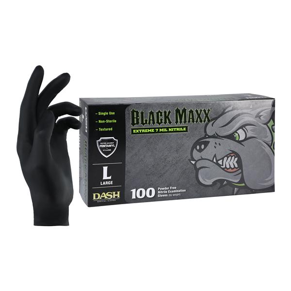 Black Maxx Nitrile Exam Gloves Large Black Non-Sterile 100/Bx