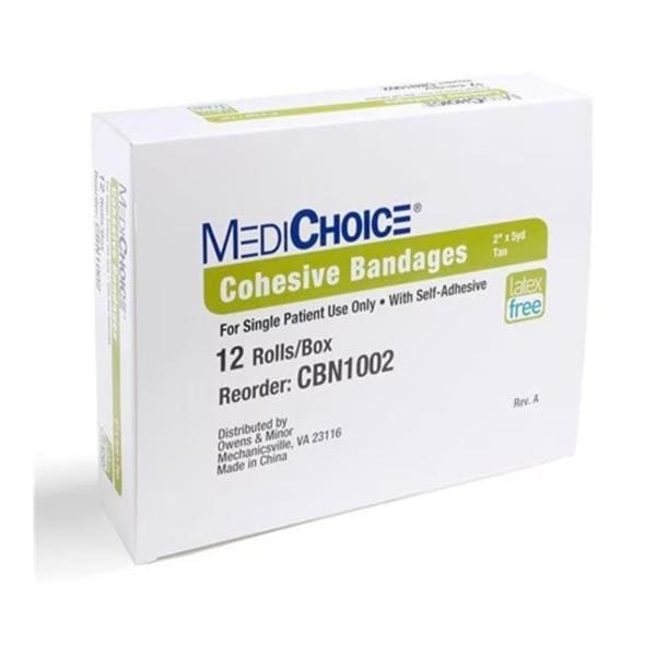MediChoice Cohesive Bandage Fabric 2"x5yd Tan Non-Sterile 12/Bx, 6 BX/CA