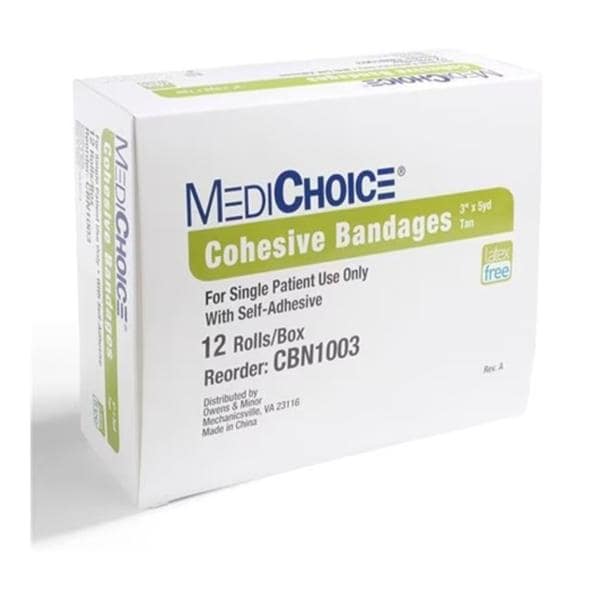 MediChoice Cohesive Bandage Fabric 3"x5yd Tan Non-Sterile Ea, 72 EA/CA
