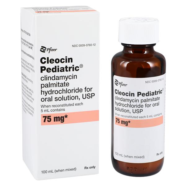 Cleocin Pediatric Oral Granules 75mg/5mL Cherry Bottle 100mL Each