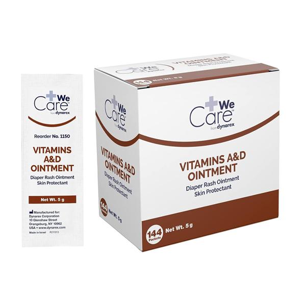 WeCare Vitamins A&D Ointment Top White Petrolatum USP 93% 5gm AlcFr Pkt 6x144/Ca