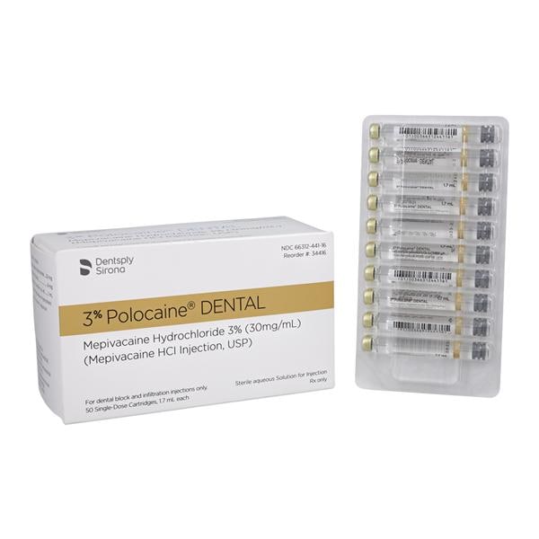 Polocaine Mepivacaine HCl 3% No Vasoconstrictor 1.7 mL 50/Bx