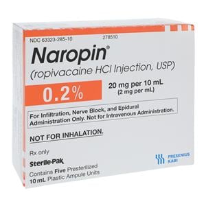 Naropin Injection 0.2% 2mg/mL Preservative Free Ampule 10mL 5/Package