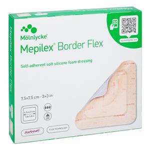 Mepilex Border Flex Slcn/Fm Wound Dressing 3x3 5 Layer Strl Sq Brdrd Slf Adh Abs, 10 BX/CA