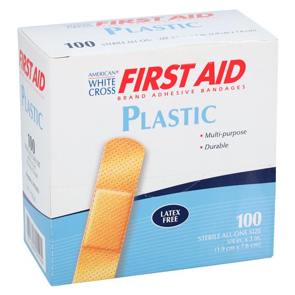 American White Cross Adhesive Bandage Plastic 3/4x3" Tan Sterile 100/Bx product image