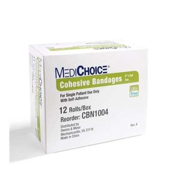 Cohesive Bandage Fabric 4"x5yd Tan Non-Sterile 12/Bx, 6 BX/CA