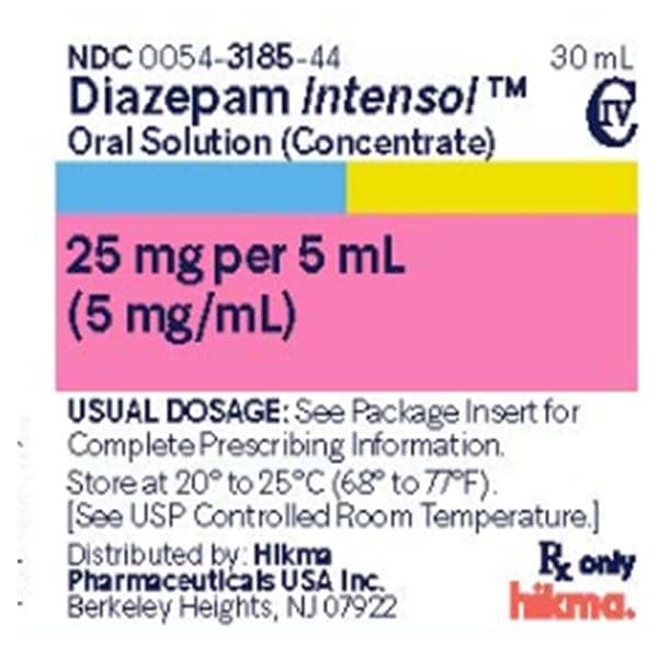 Diazepam Oral Concentrate 5mg/mL Bottle 30mL Each