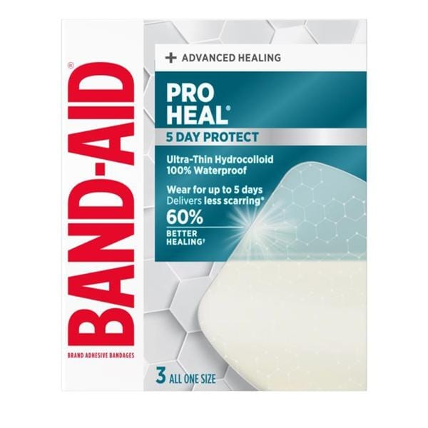 Band-Aid Pro Heal Adhesive Bandage Hydrocolloid One Size Natural Sterile 3/Bx